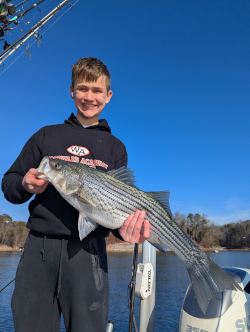 Kid Catches Lake Lanier Striper